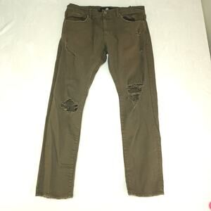 Jordan Craig Sean Jeans 36x32 Actual is 36x31 Olive Green Military Skinny Ripped